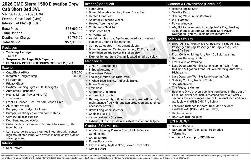 2026 GMC Sierra 1500 Elevation