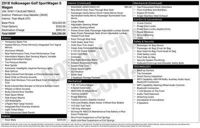 2018 Volkswagen Golf SportWagen S 4Motion