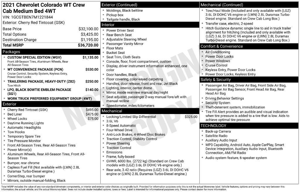 2021 Chevrolet Colorado 4WD Work Truck