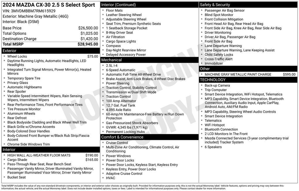 2024 Mazda Mazda CX-30 2.5 S Select Sport