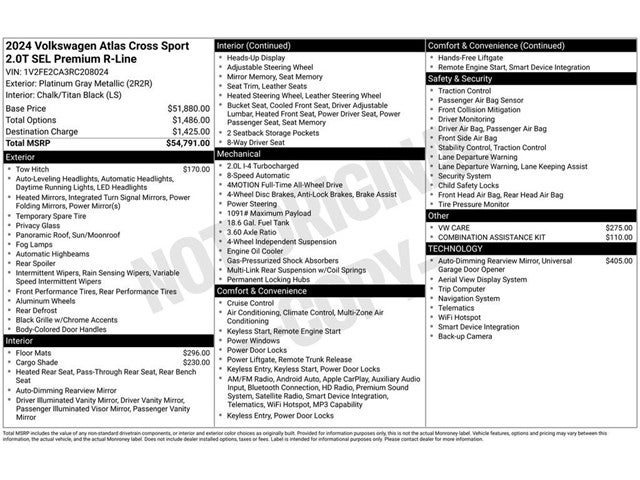 2024 Volkswagen Atlas Cross Sport 2.0T SEL Premium R-Line