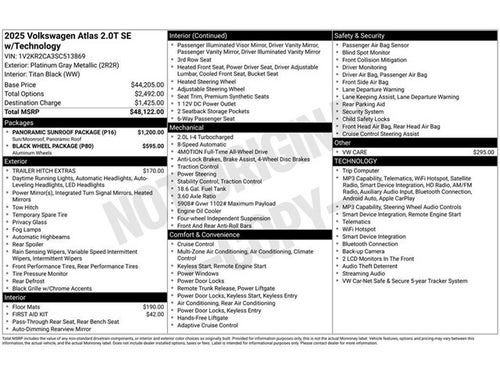 2025 Volkswagen Atlas 2.0T SE w/Technology