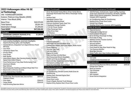 2023 Volkswagen Atlas 3.6L V6 SE w/Technology
