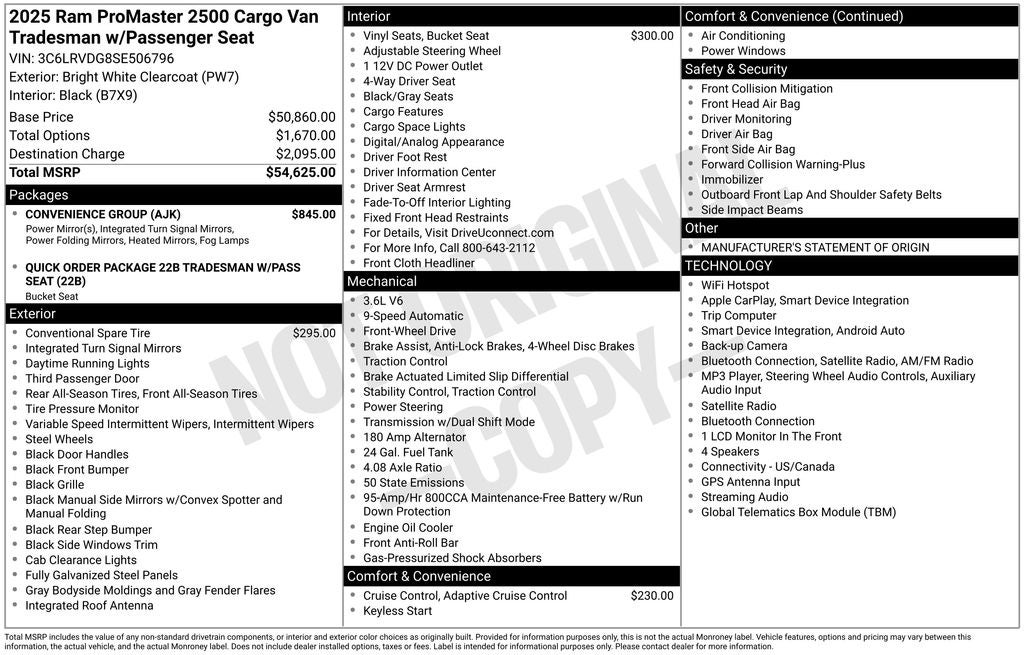 2025 RAM ProMaster 2500 High Roof 159 WB