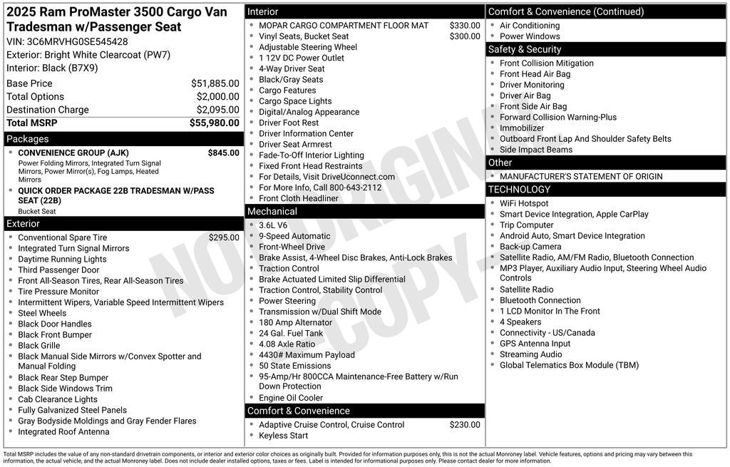 2025 RAM ProMaster 3500 High Roof 159 WB