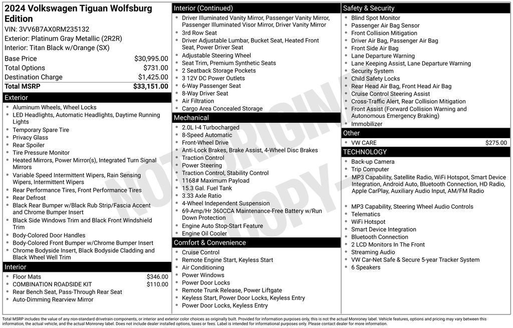 2024 Volkswagen Tiguan 2.0T Wolfsburg Edition