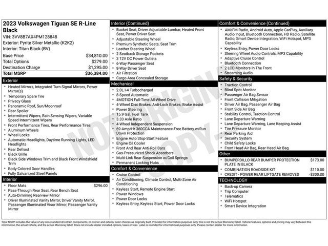 2023 Volkswagen Tiguan 2.0T SE R-Line Black