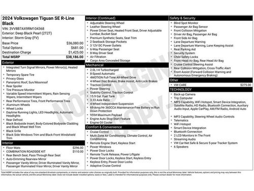 2024 Volkswagen Tiguan 2.0T SE R-Line Black